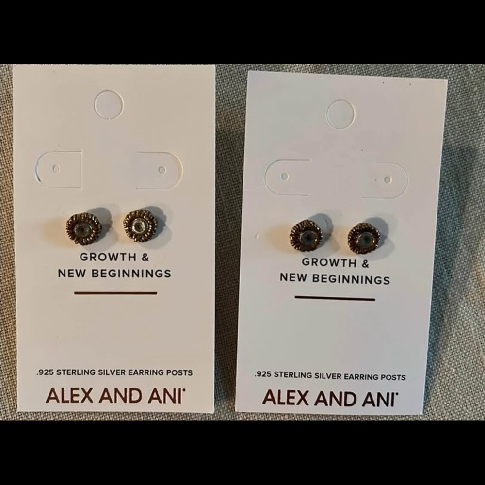 Alex and Ani Silver Stud sunflower Earrings Jewelry